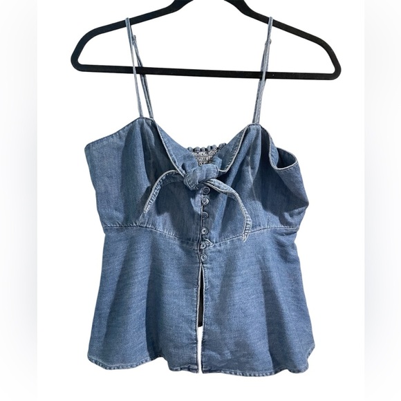 Sofia Vergara Blue Denim Tank Top with Buttons and Tie Front Size Small NWT - Picture 1 of 4